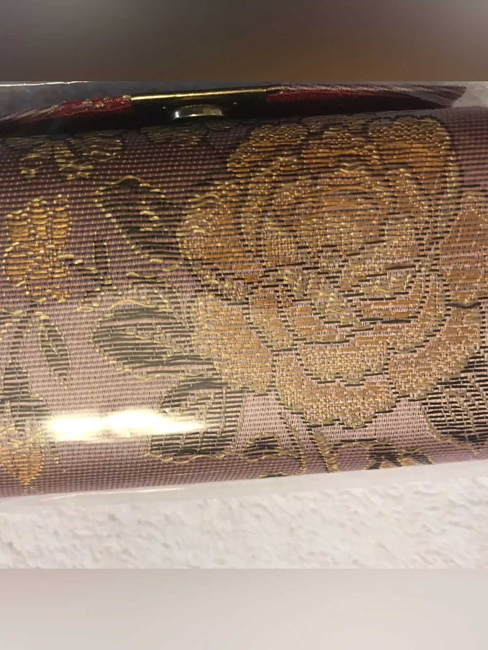 Oriental Brocade Lipstick Case / Holder with Mirror Holds 2 Lipsticks